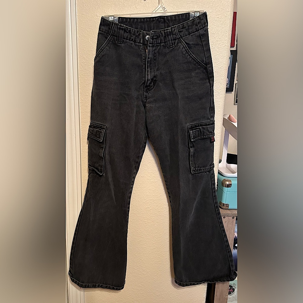 Jordache Black Cargo Jeans Flared